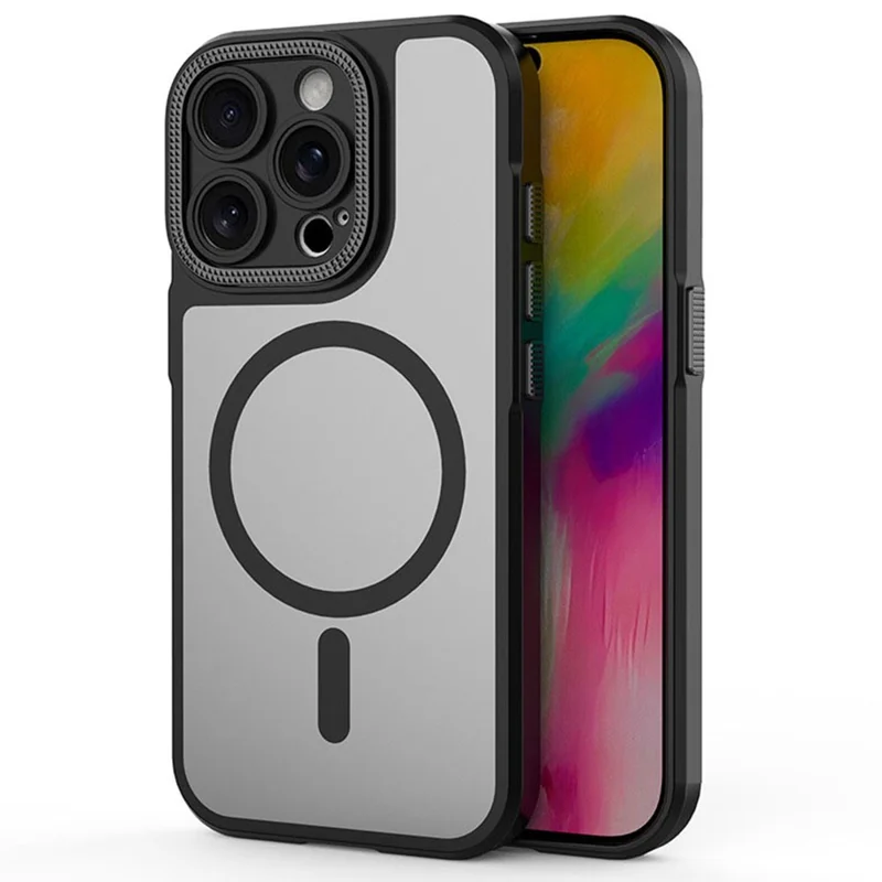 Groothandel voor iPhone 14 Pro hoesje PC + TPU precies uitgesneden telefoonhoes compatibel met MagSafe - Zwart