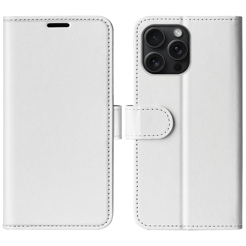 AMORUS For iPhone 16 Pro Max Wallet Case Litchi Texture Shockproof Leather Flip Stand Phone Cover - White