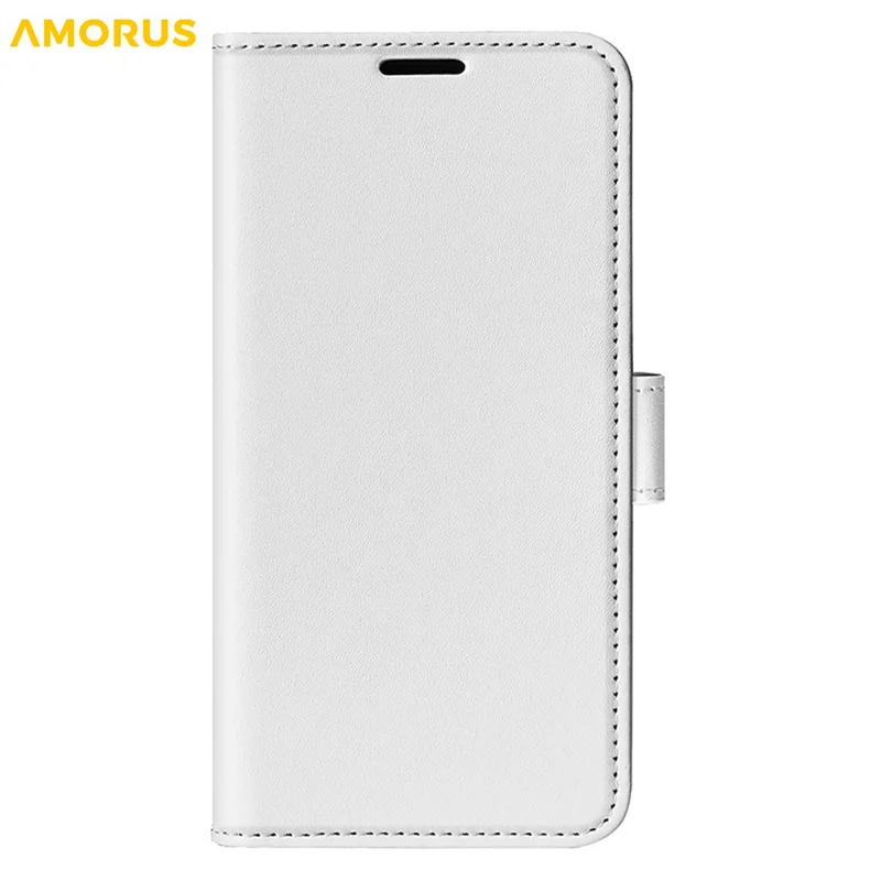AMORUS For iPhone 16 Pro Max Wallet Case Litchi Texture Shockproof Leather Flip Stand Phone Cover - White