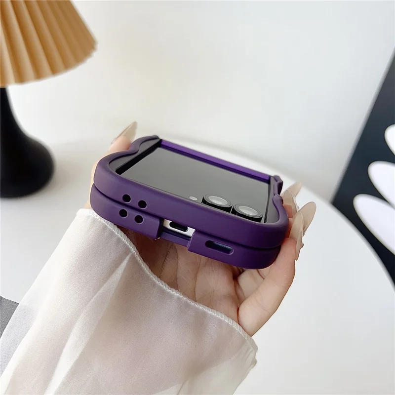 For Samsung Galaxy Z Flip7 5G Magnetic Case Kickstand Skin-Touch Wave Edge TPU + PC Phone Cover - Grey