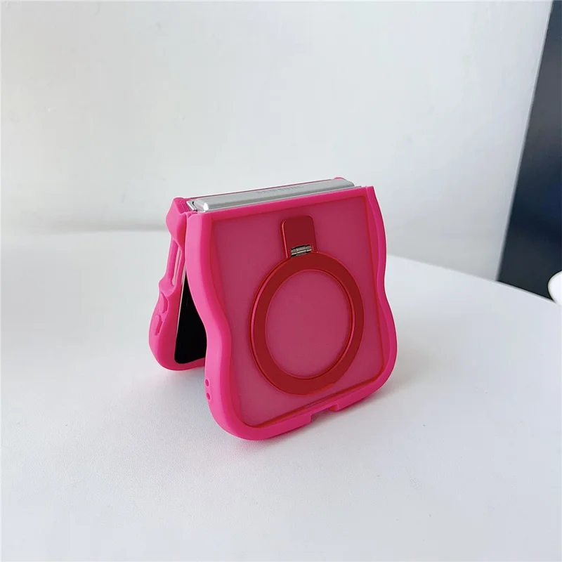 For Samsung Galaxy Z Flip7 5G Magnetic Case Kickstand Skin-Touch Wave Edge TPU + PC Phone Cover - Grey