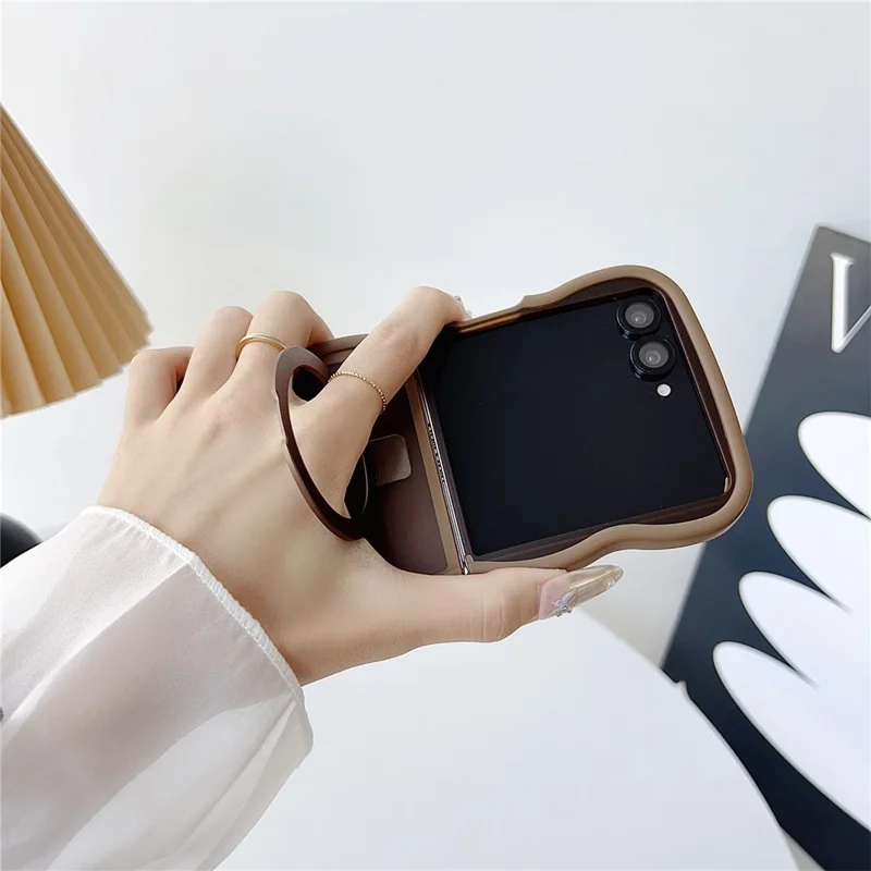 For Samsung Galaxy Z Flip7 5G Magnetic Case Kickstand Skin-Touch Wave Edge TPU + PC Phone Cover - Grey