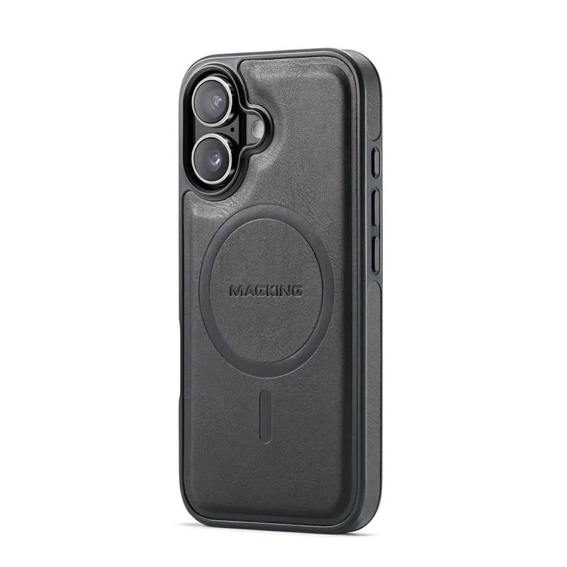 MAGKING K1 Series For iPhone 17 Magnetic Case PC + TPU + PU Phone Cover with Card Holder - Black