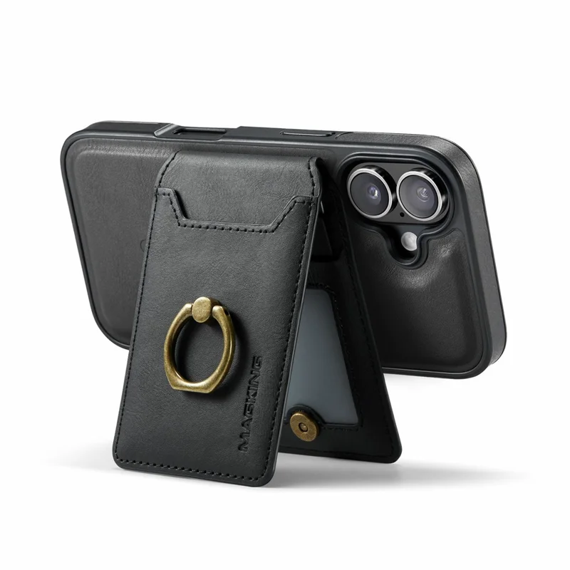 MAGKING K1 Series For iPhone 17 Magnetic Case PC + TPU + PU Phone Cover with Card Holder - Black