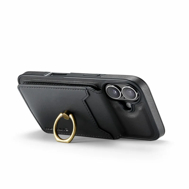MAGKING K1 Series For iPhone 17 Magnetic Case PC + TPU + PU Phone Cover with Card Holder - Black