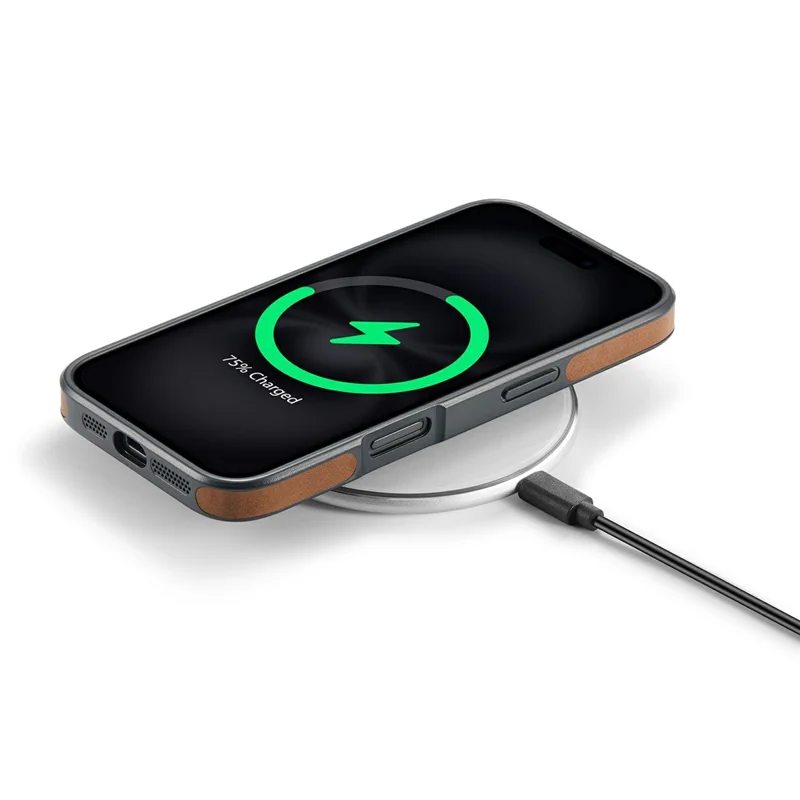 MAGKING K1 Series For iPhone 17 Magnetic Case PC + TPU + PU Leather Phone Cover - Brown