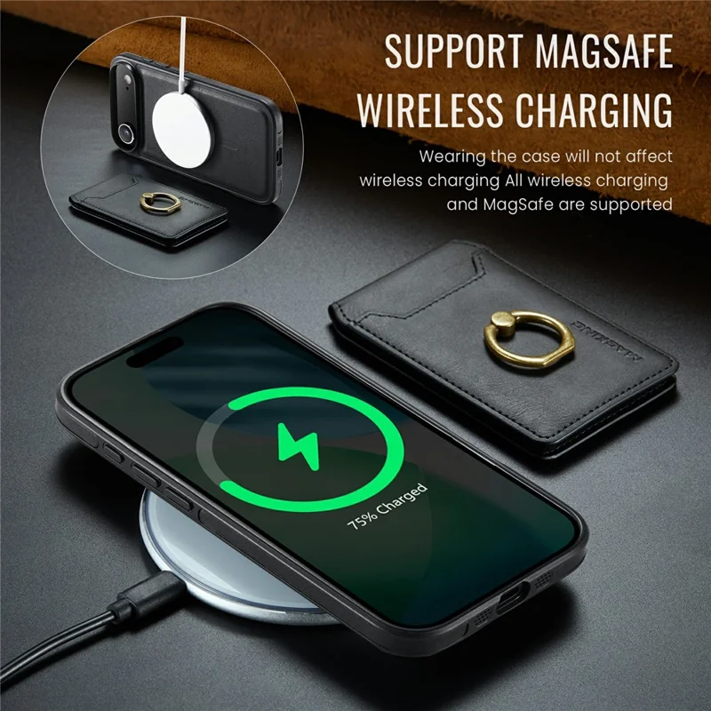 MAGKING K1 Series For iPhone Air Magnetic Case PC + TPU + PU Phone Cover with Card Holder - Black