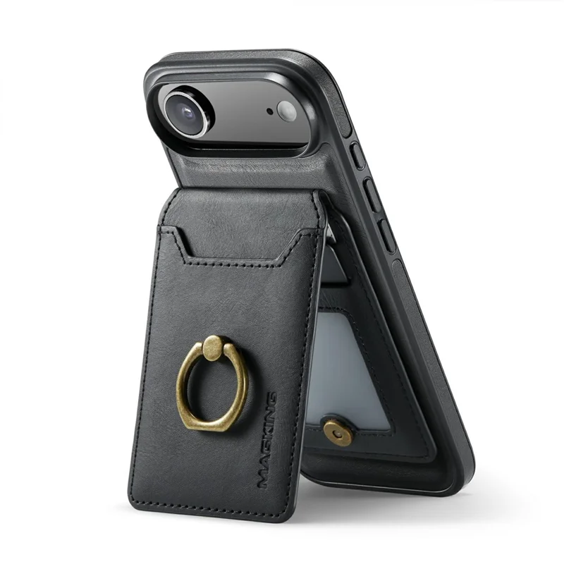 MAGKING K1 Series For iPhone Air Magnetic Case PC + TPU + PU Phone Cover with Card Holder - Black