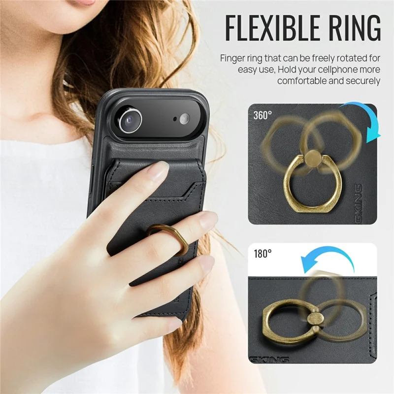 MAGKING K1 Series For iPhone Air Magnetic Case PC + TPU + PU Phone Cover with Card Holder - Black