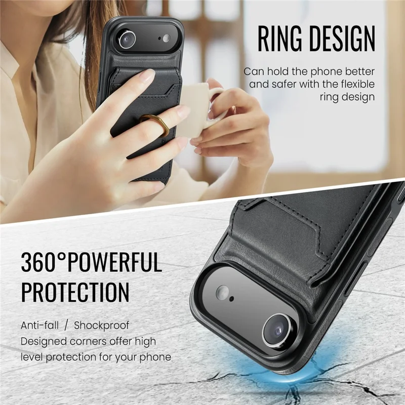 MAGKING K1 Series For iPhone Air Magnetic Case PC + TPU + PU Phone Cover with Card Holder - Black