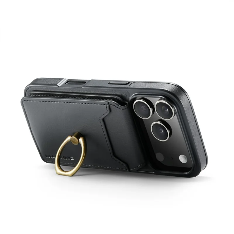 MAGKING K1 Series For 18 Pro / 17 Pro Magnetic Case PC + TPU + PU Phone Cover with Card Holder - Black
