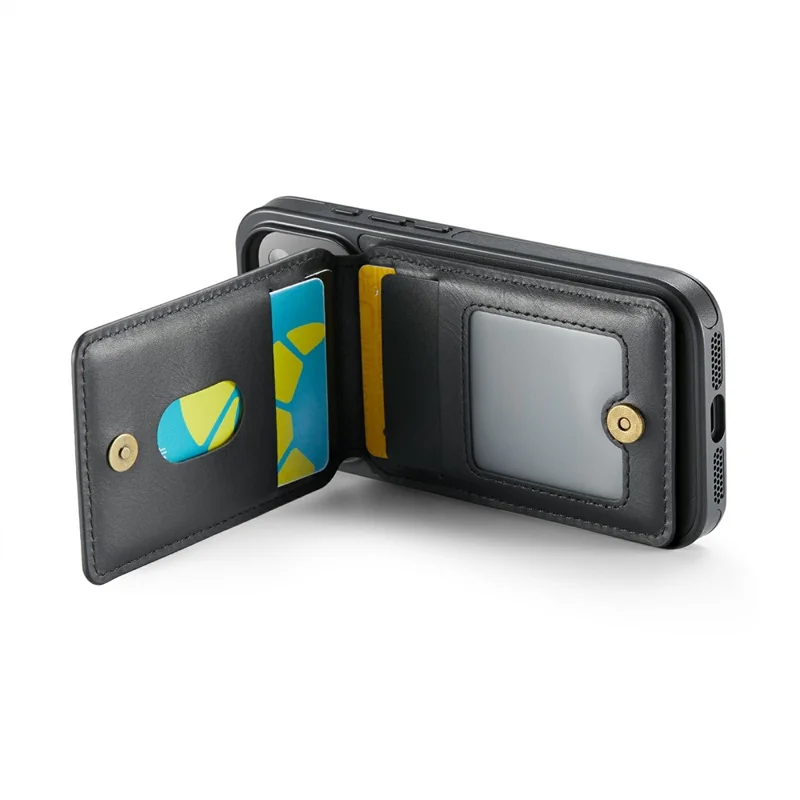 MAGKING K1 Series For 18 Pro / 17 Pro Magnetic Case PC + TPU + PU Phone Cover with Card Holder - Black