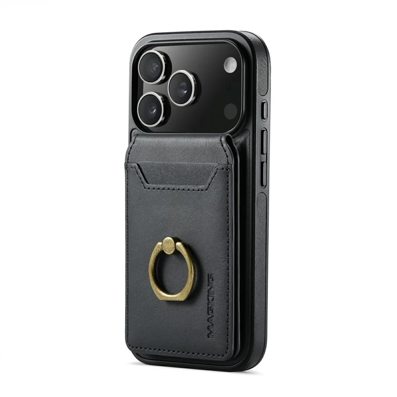 MAGKING K1 Series For iPhone 17 Pro Max Magnetic Case PC + TPU + PU Phone Cover with Card Holder - Black