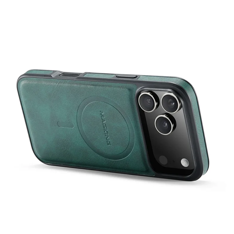 MAGKING K1 Series For iPhone 17 Pro Magnetic Case PC + TPU + PU Leather Phone Cover - Green