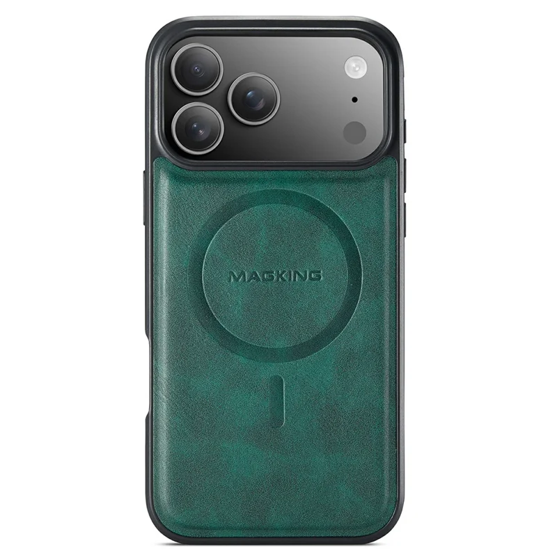 MAGKING K1-serie til iPhone 17 Pro Max magnetisk hylster PC + TPU + PU læder telefonbeskytning - Grøn