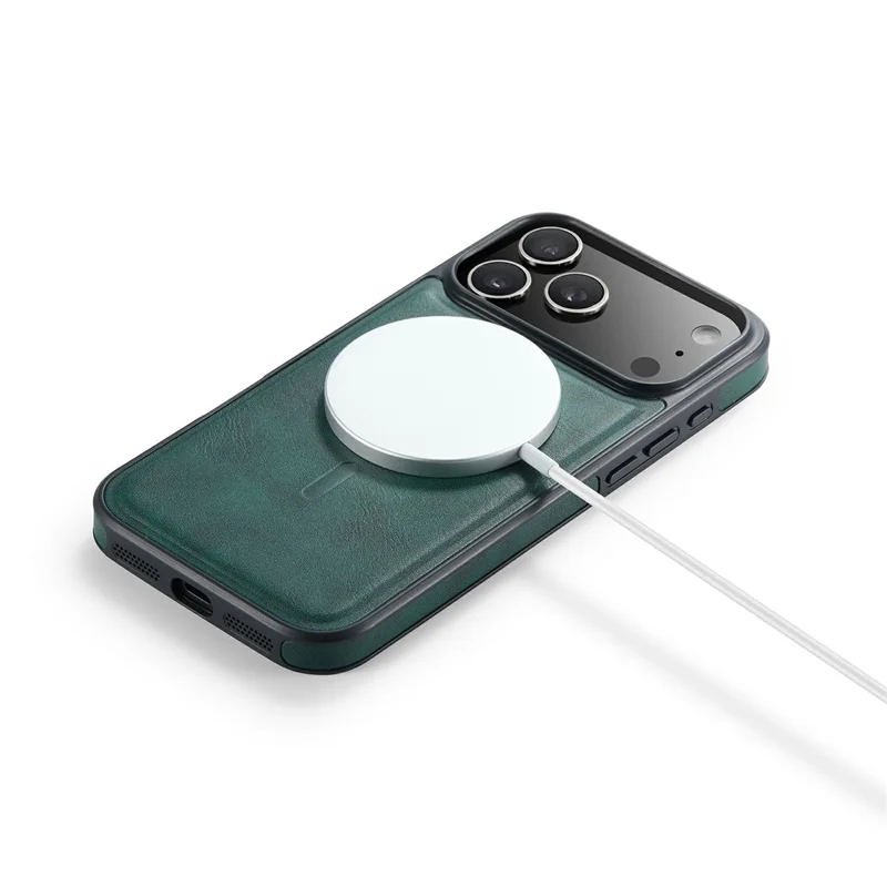 MAGKING K1-serie til iPhone 17 Pro Max magnetisk hylster PC + TPU + PU læder telefonbeskytning - Grøn