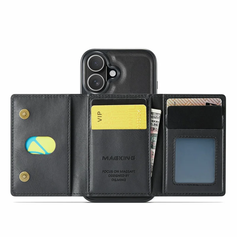 MAGKING K2 Series For iPhone 17 Case Compatible with MagSafe PC + TPU + PU Phone Cover - Black