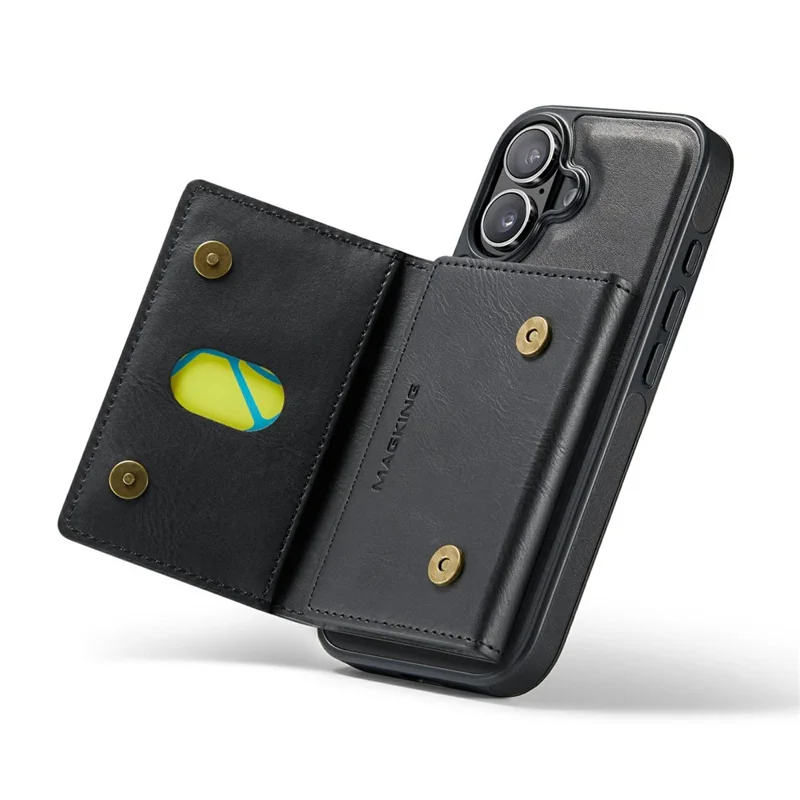 MAGKING K2 Series For iPhone 17 Case Compatible with MagSafe PC + TPU + PU Phone Cover - Black