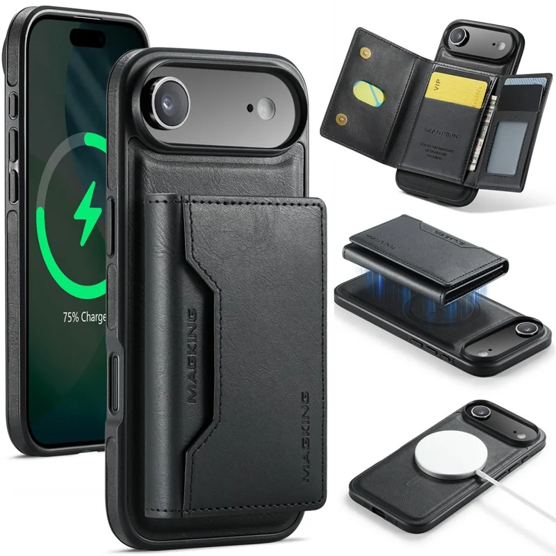 MAGKING K2 Series For iPhone Air Case Compatible with MagSafe PC + TPU + PU Phone Cover - Black