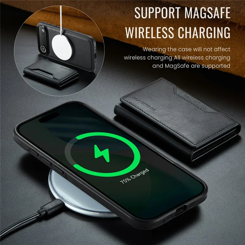 MAGKING K2 Series For iPhone Air Case Compatible with MagSafe PC + TPU + PU Phone Cover - Black