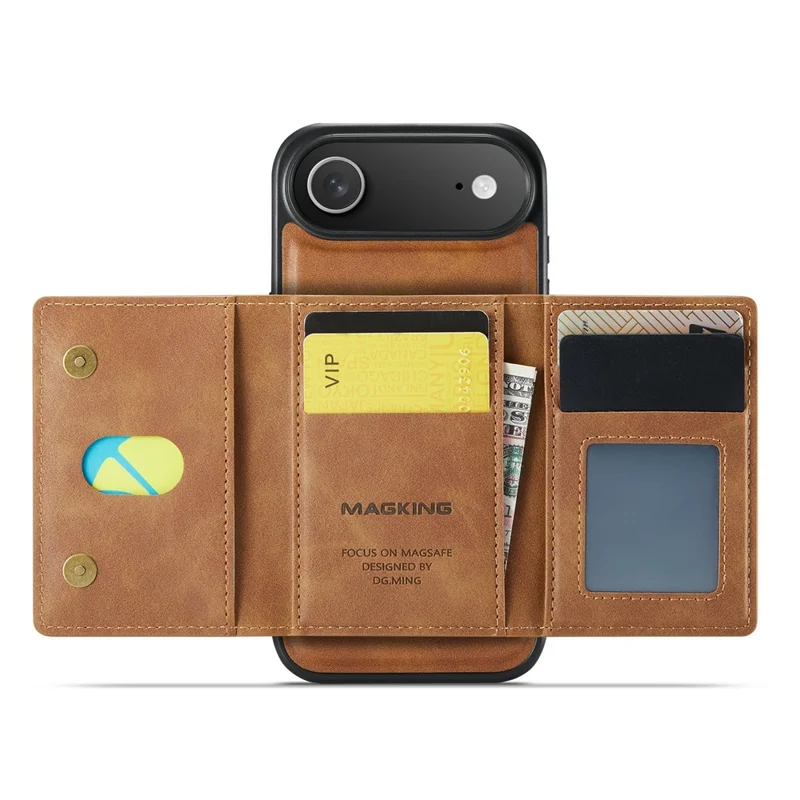 MAGKING K2 Series For iPhone Air Case Compatible with MagSafe PC + TPU + PU Phone Cover - Brown