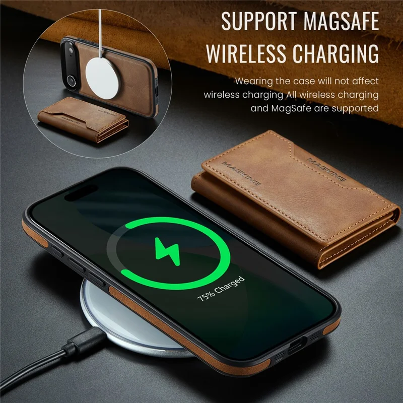 MAGKING K2 Series For iPhone Air Case Compatible with MagSafe PC + TPU + PU Phone Cover - Brown