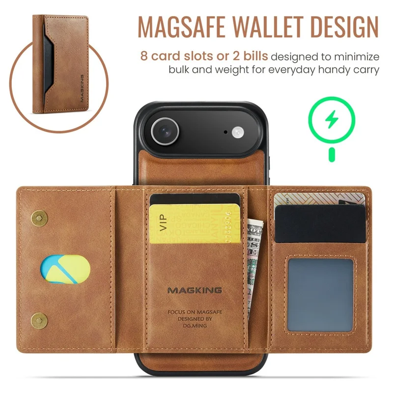 MAGKING K2 Series For iPhone Air Case Compatible with MagSafe PC + TPU + PU Phone Cover - Brown
