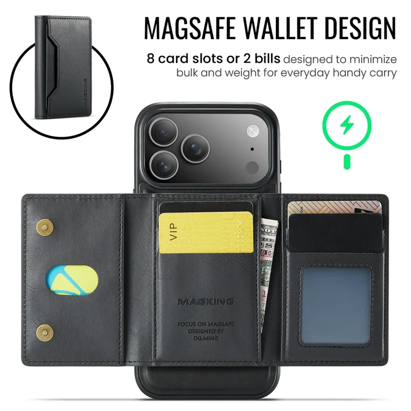 MAGKING K2 Series For iPhone 17 Pro Case Compatible with MagSafe PC + TPU + PU Phone Cover - Black