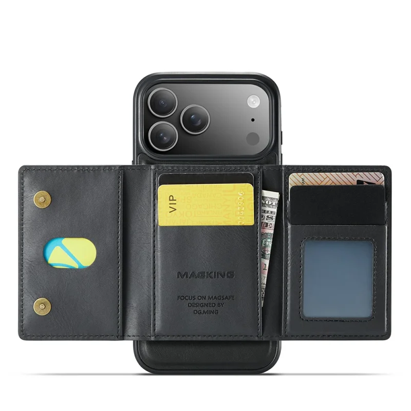 MAGKING K2 Series For iPhone 17 Pro Max Case Compatible with MagSafe PC + TPU + PU Phone Cover - Black