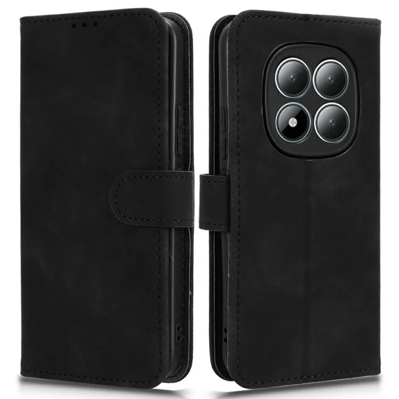 Custodia in pelle per Xiaomi Redmi Note 15 Pro 5G - Sensazione di pelle, anti-caduta, portafoglio, custodia a portafoglio per telefono - Nero