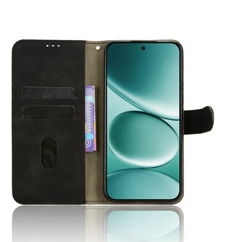 Custodia in pelle per Xiaomi Redmi Note 15 Pro 5G - Sensazione di pelle, anti-caduta, portafoglio, custodia a portafoglio per telefono - Nero