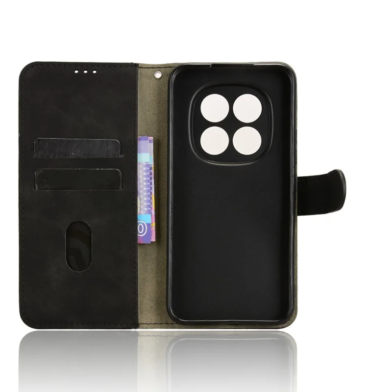 Custodia in pelle per Xiaomi Redmi Note 15 Pro 5G - Sensazione di pelle, anti-caduta, portafoglio, custodia a portafoglio per telefono - Nero