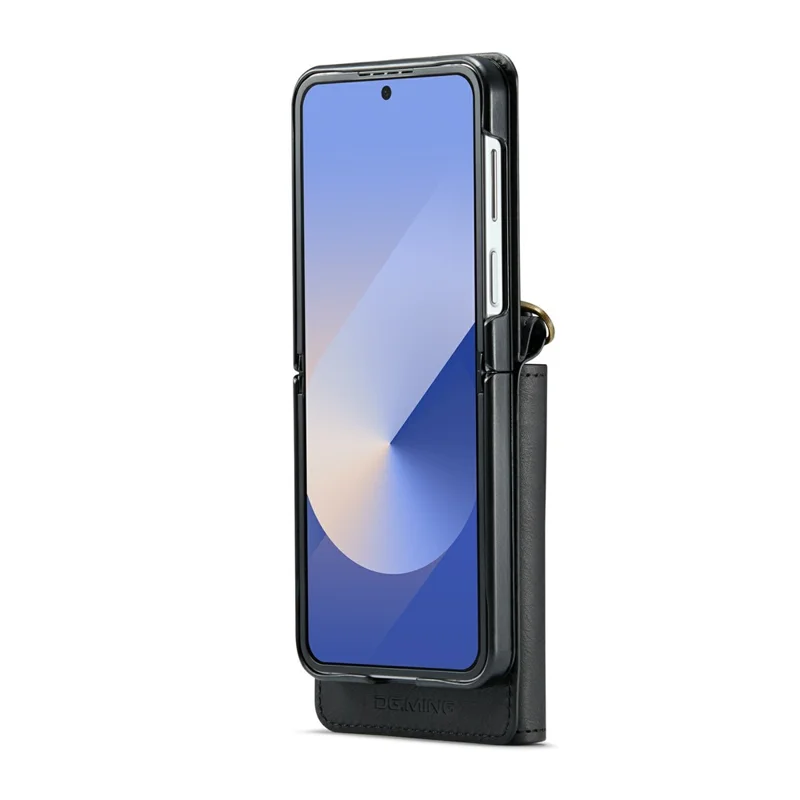 DG.MING M6-serie voor Samsung Galaxy Z Flip6 5G / Z Flip7 FE 5G Flexibele hoes van PU + PC met portemonnee / schouderband - Zwart