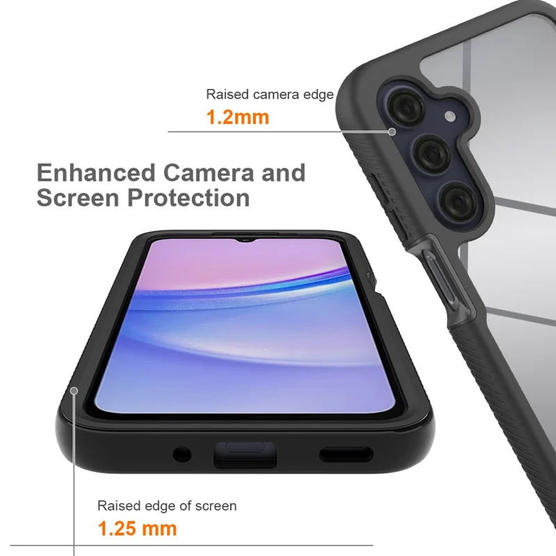 Custodia posteriore per telefono PC + TPU per Samsung Galaxy A17 5G con pellicola protettiva per schermo in PET - Nero