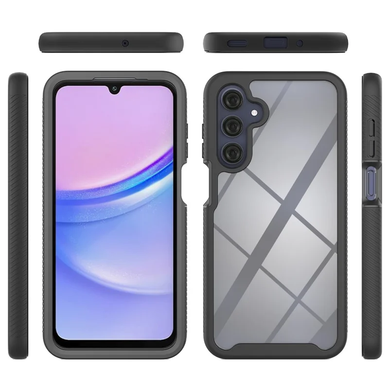 Custodia posteriore per telefono PC + TPU per Samsung Galaxy A17 5G con pellicola protettiva per schermo in PET - Nero