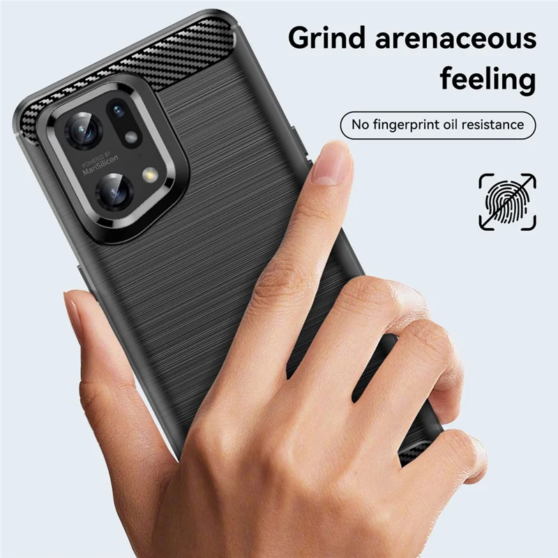 Étui de protection pour Oppo Find X5 Pro, couverture de téléphone avec texture en fibre de carbone brossée - Noir