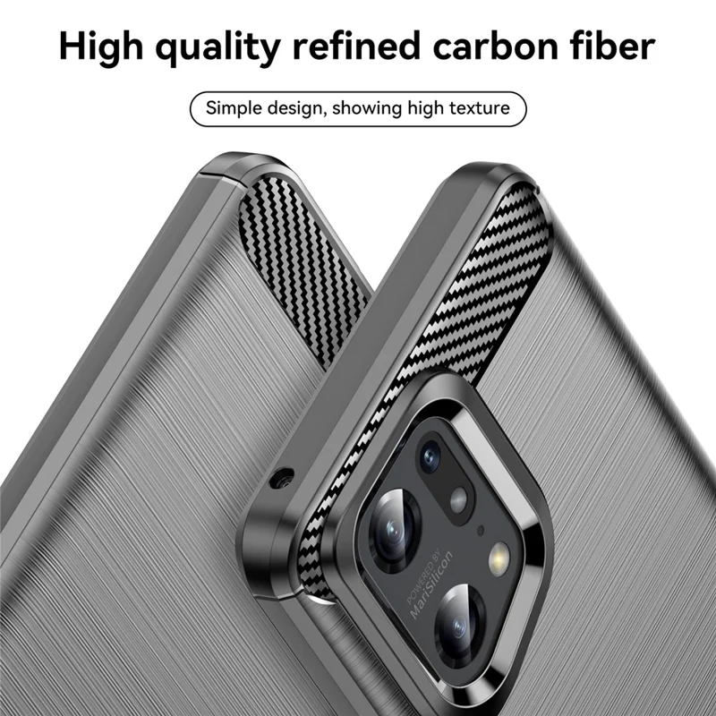Étui de protection pour Oppo Find X5 Pro, couverture de téléphone avec texture en fibre de carbone brossée - Noir
