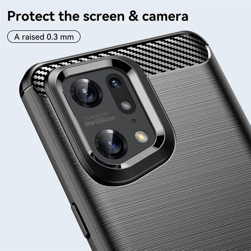 Étui de protection pour Oppo Find X5 Pro, couverture de téléphone avec texture en fibre de carbone brossée - Noir