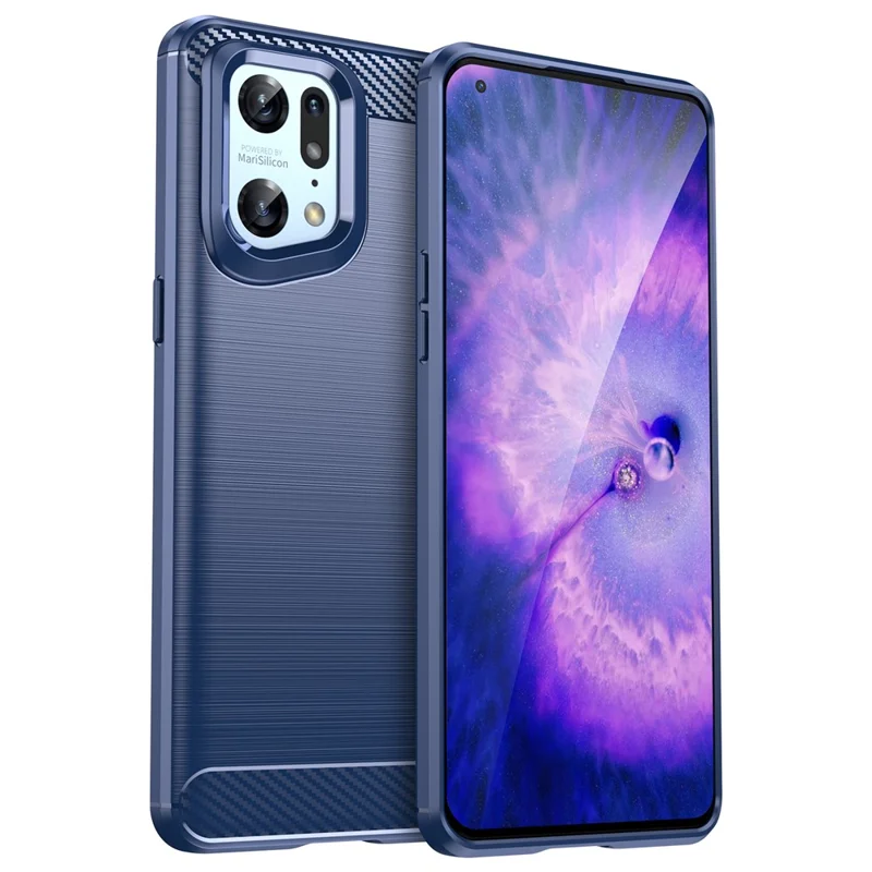 غطاء واقي لهاتف Oppo Find X5 Pro مع نسيج ألياف كربونية مطلي - أزرق