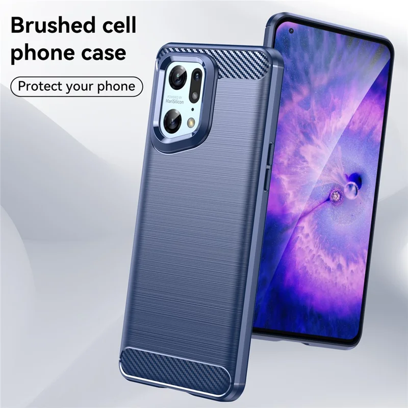 غطاء واقي لهاتف Oppo Find X5 Pro مع نسيج ألياف كربونية مطلي - أزرق