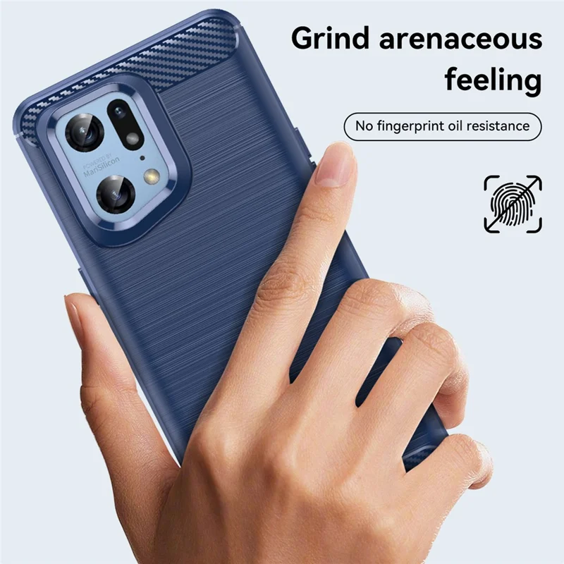غطاء واقي لهاتف Oppo Find X5 Pro مع نسيج ألياف كربونية مطلي - أزرق