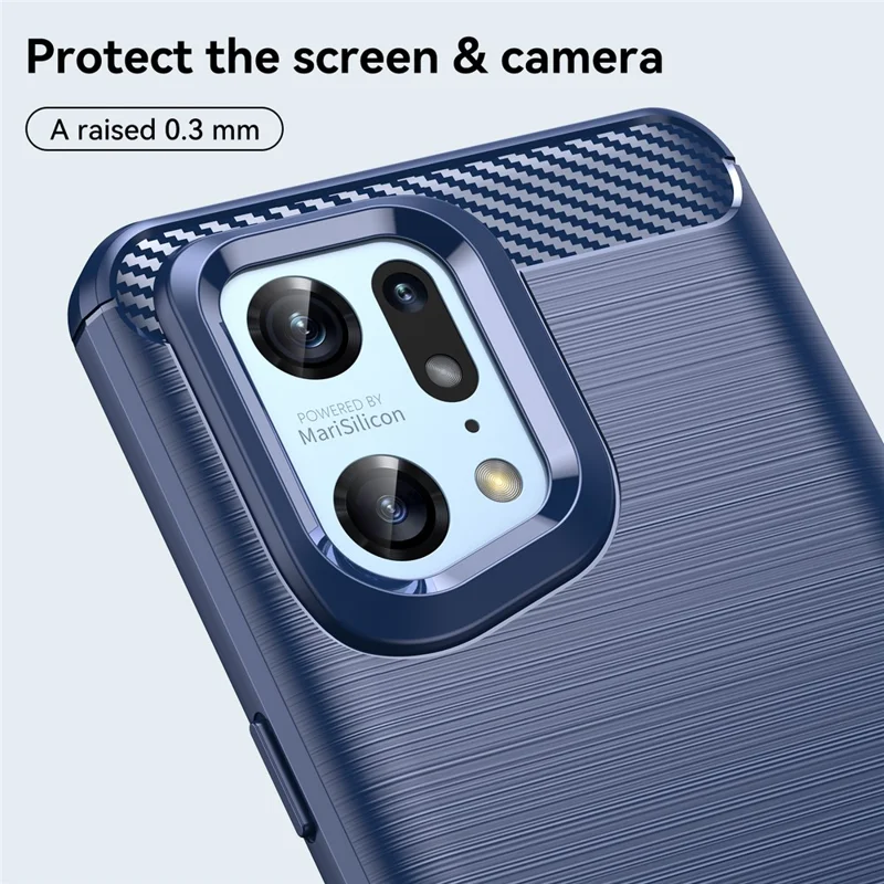 غطاء واقي لهاتف Oppo Find X5 Pro مع نسيج ألياف كربونية مطلي - أزرق