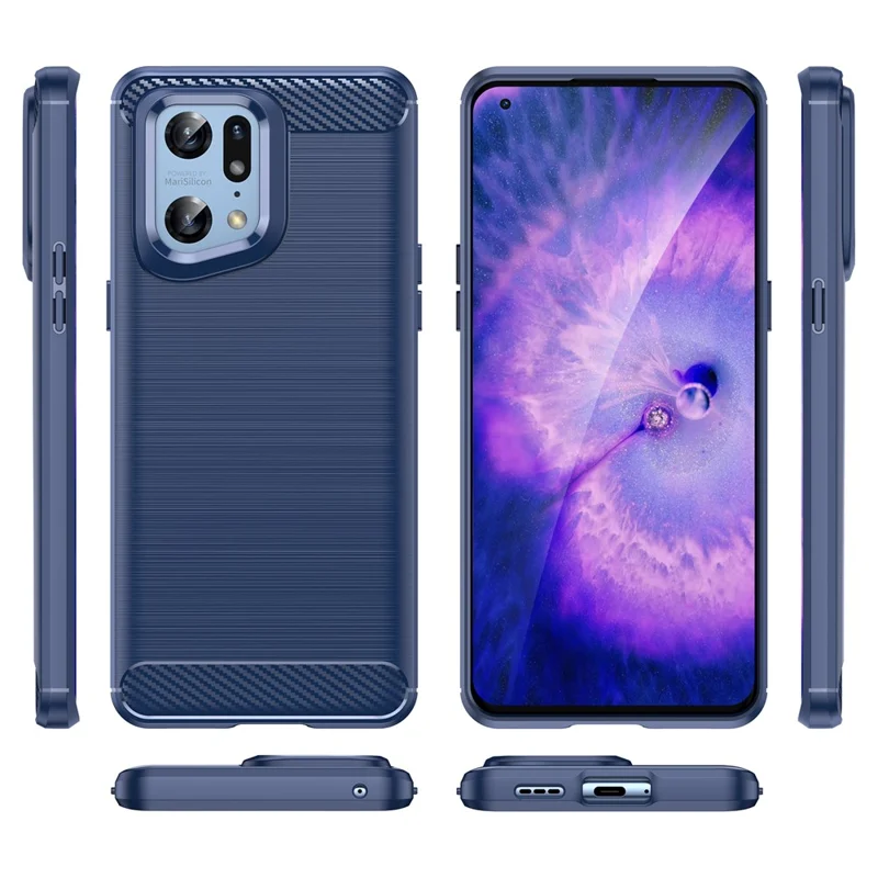 غطاء واقي لهاتف Oppo Find X5 Pro مع نسيج ألياف كربونية مطلي - أزرق
