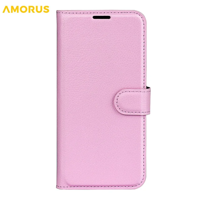 AMORUS For OnePlus 13T 5G Wallet Case Litchi Texture Shockproof Leather Flip Stand Phone Cover - Pink