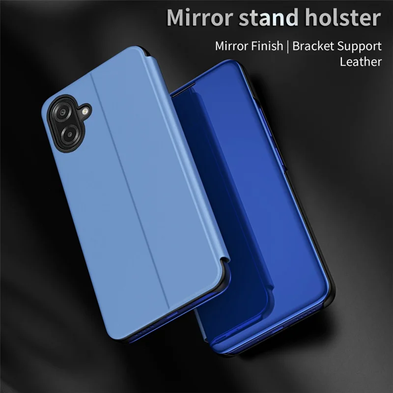 Capa Samsung Galaxy A07 4G Vista Janela Stand Couro Flip Phone - Azul