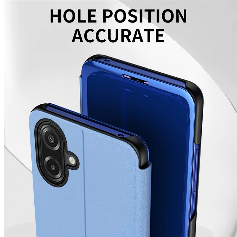Capa Samsung Galaxy A07 4G Vista Janela Stand Couro Flip Phone - Azul