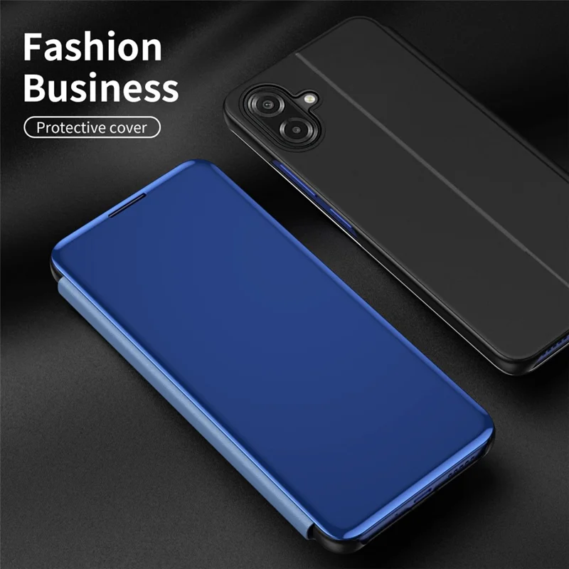 Capa Samsung Galaxy A07 4G Vista Janela Stand Couro Flip Phone - Azul