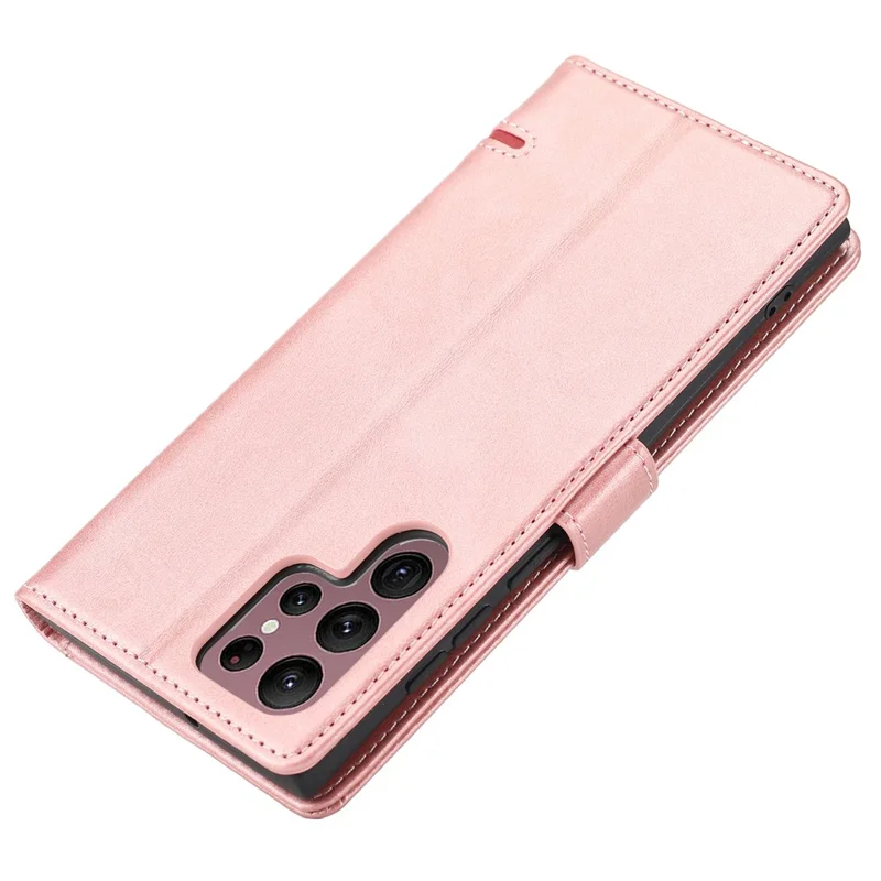Anti-drop Phone Cover For Samsung Galaxy S23 Ultra, Splicing Flip Leather Case Wallet Stand with Magnetic Closing Clasp - Pink