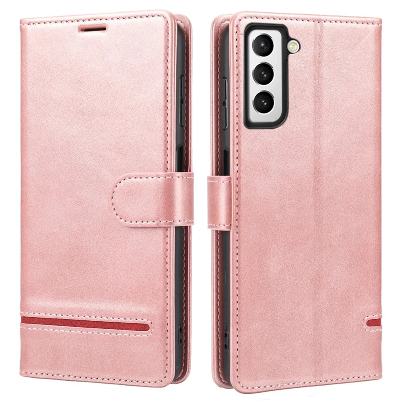 غطاء هاتف بمشبك مغناطيسي لهاتف Samsung Galaxy S23، غطاء هاتف مدمج من جلد PU بحماية كاملة مع محفظة وحامل - وردي