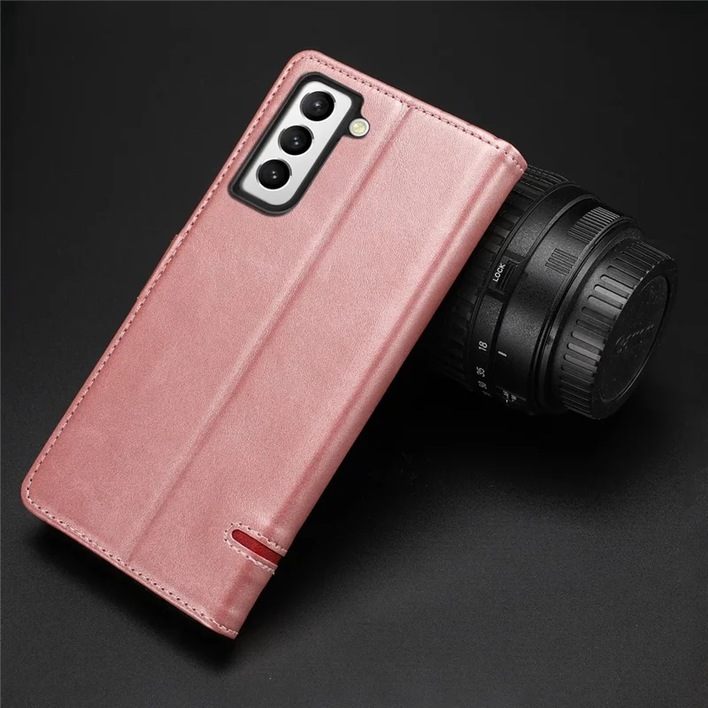 غطاء هاتف بمشبك مغناطيسي لهاتف Samsung Galaxy S23، غطاء هاتف مدمج من جلد PU بحماية كاملة مع محفظة وحامل - وردي